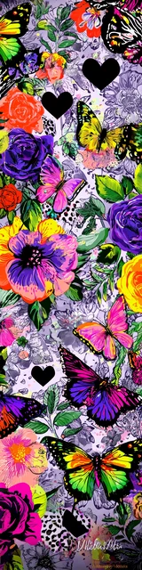 Free butterfly bookmarks of a butterfly with colorful flowers